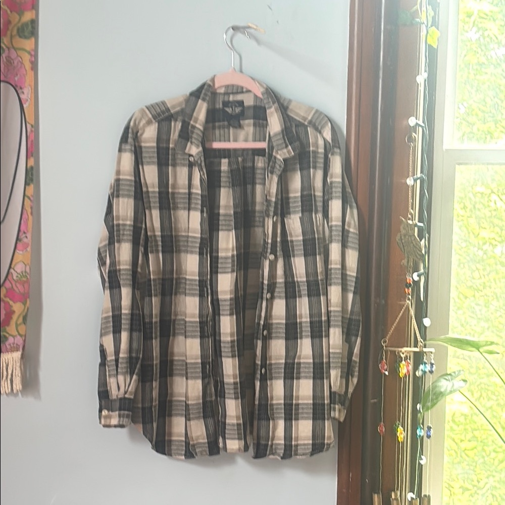 Dockers Black and Cream Plaid Shirt